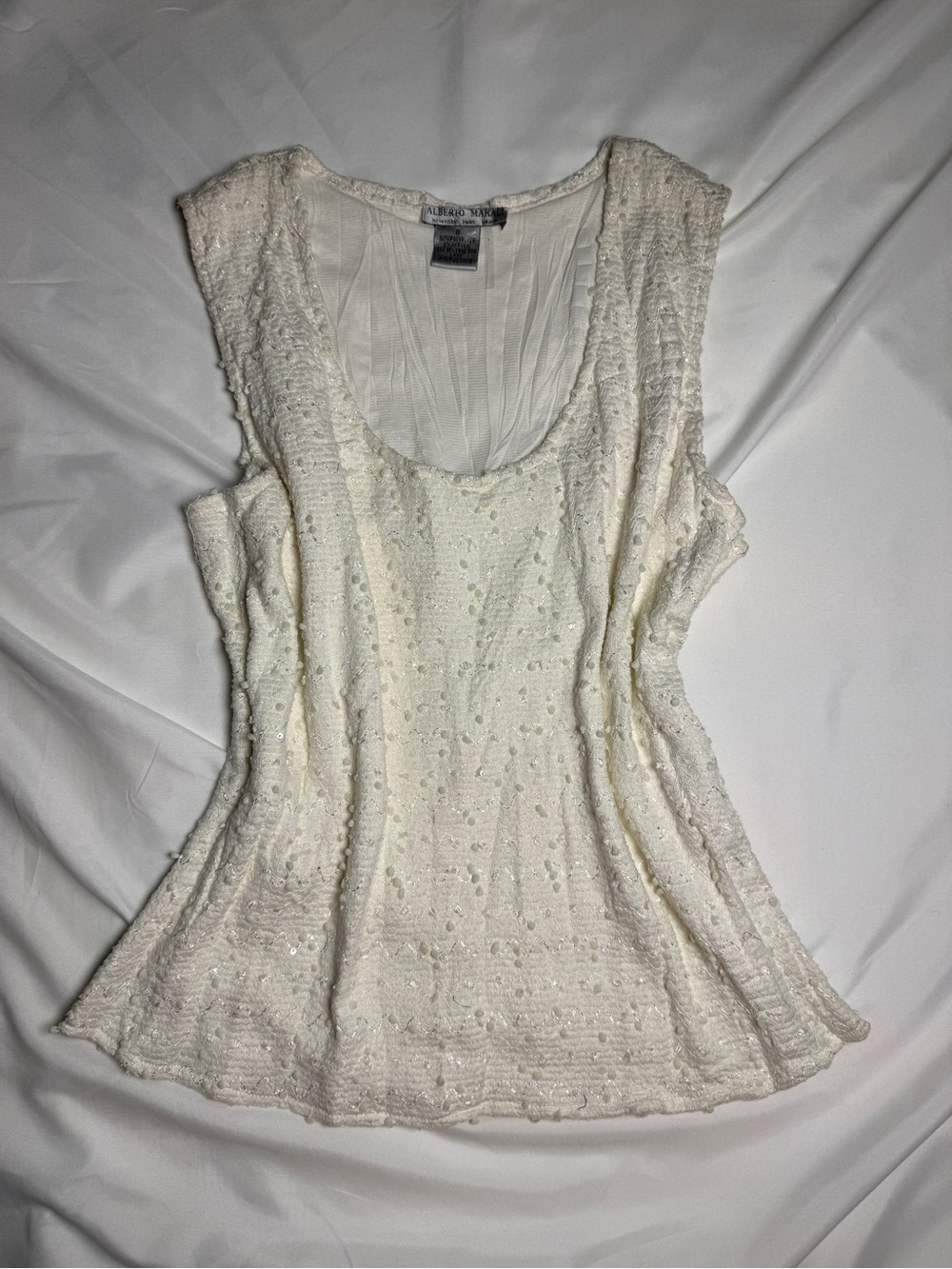 Alberto Makali Ivory Sequin Scoop Neck Camisole